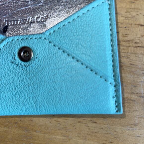 TIFFANY & Co. Business Card Holder Leather Envelope Style Tiffany Blue - Picture 6 of 9